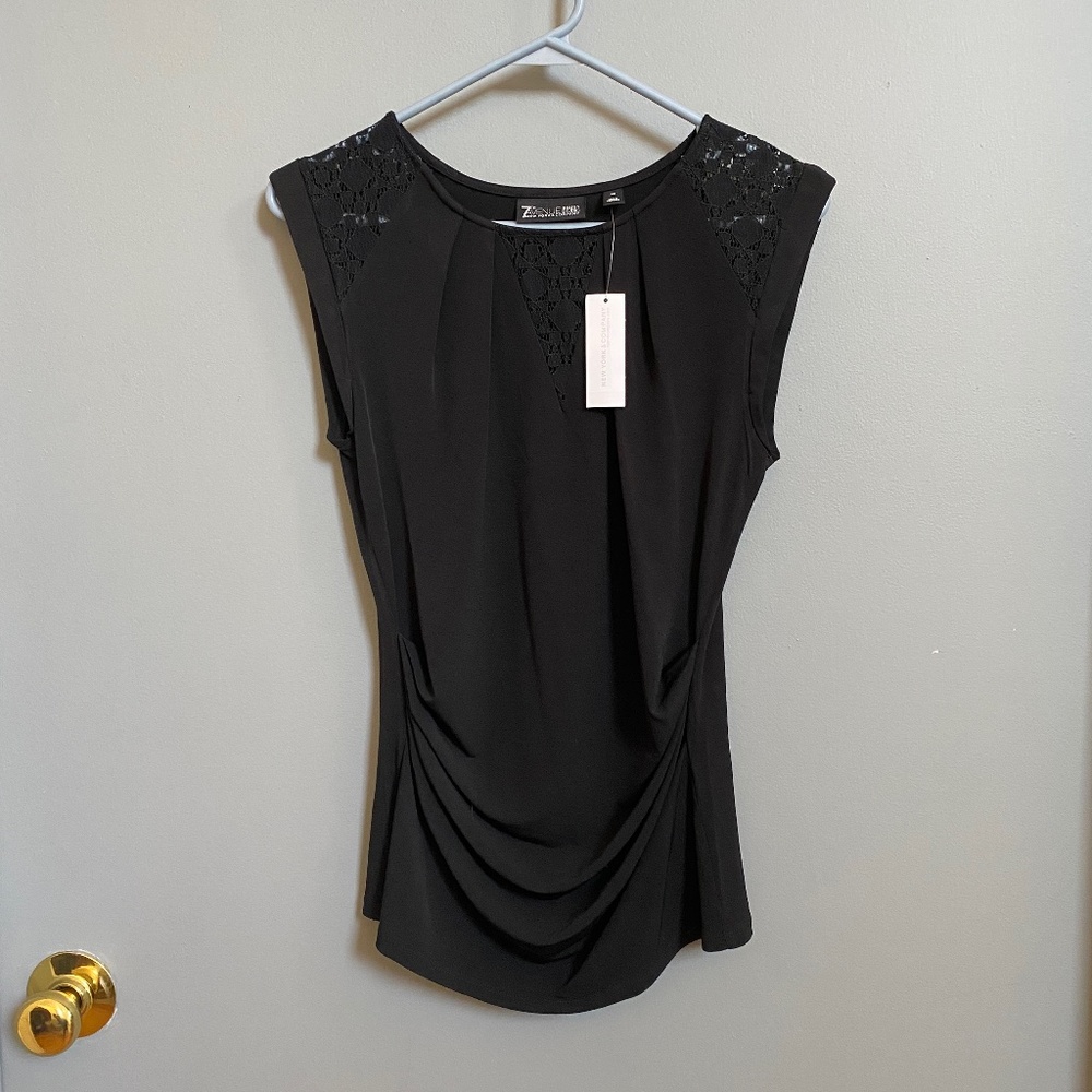 New York & Co Black Lace Detailed Top